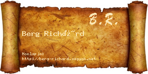 Berg Richárd névjegykártya